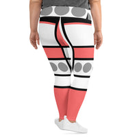 Womens Plus Size Fitness Leggings - Pale Red Print