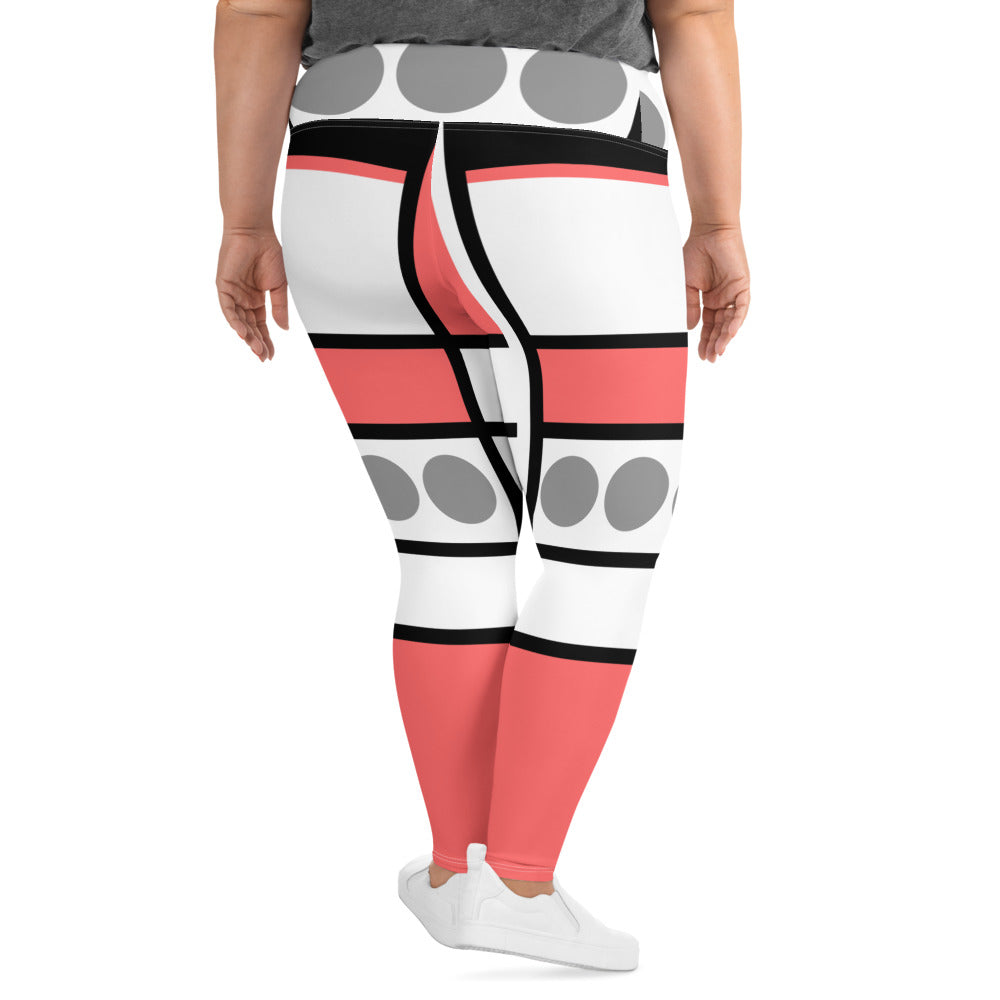 Womens Plus Size Fitness Leggings - Pale Red Print