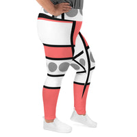 Womens Plus Size Fitness Leggings - Pale Red Print