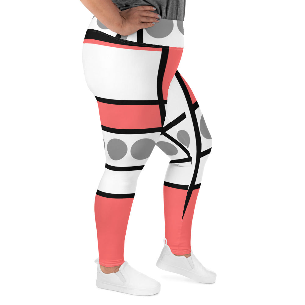 Womens Plus Size Fitness Leggings - Pale Red Print