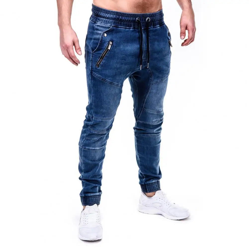 Men's Outdoor Summer Riding Jeans Motorpoof Jeans Skinny Jeans Fashion Pockets Denim Pencil Pants Ankle Tied Denim Trousers AliExpress