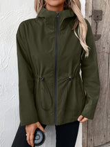 Drawstring Zip Up Hooded Jacket Trendsi