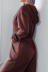 Full Size Drawstring Long Sleeve Jumpsuit Trendsi