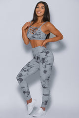 Tie-dye Crisscross Sport Bra and Leggings Set Jade