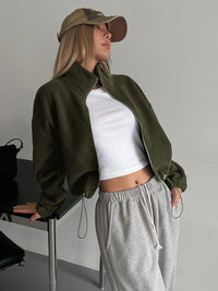 Honey Zip Up Long Sleeve Cropped Jacket Trendsi