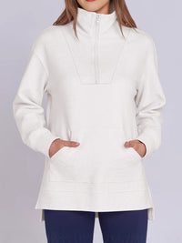 ฺHigh-Low Quarter Zip Long Sleeve Sweatshirt Trendsi