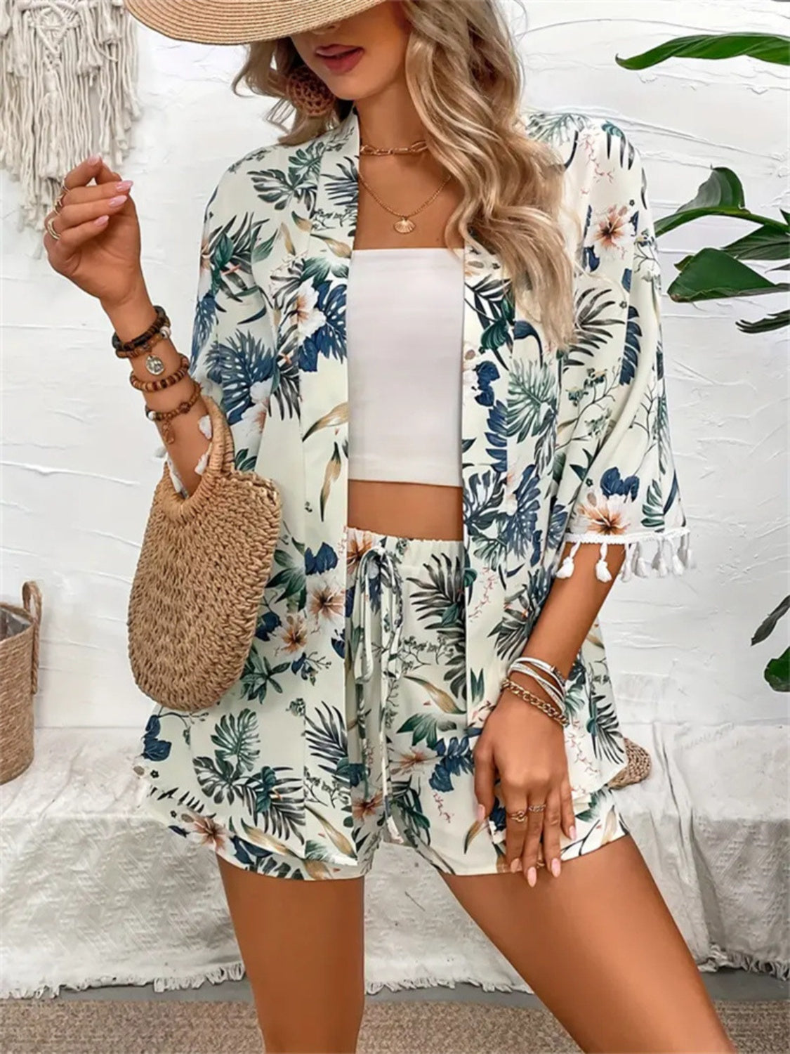 Printed Half Sleeve Top and Shorts Set Trendsi