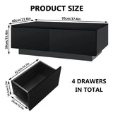 LED Coffee Table with 4 Drawers Center Cocktail Side Table Black High Gloss Finish