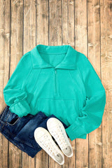 Half Zip Long Sleeve Sweatshirt Trendsi