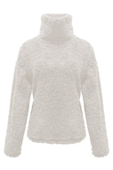 Fuzzy Turtleneck Long Sleeve Sweatshirt Trendsi