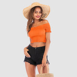 Perfee Smocked Off-Shoulder Short Sleeve Top Trendsi