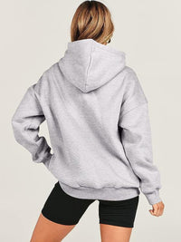 Dropped Shoulder Long Sleeve Hoodie Trendsi