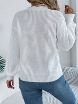 Cutout V-Neck Long Sleeve Sweater Trendsi