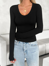 Lovelet V-Neck Long Sleeve T-Shirt Trendsi