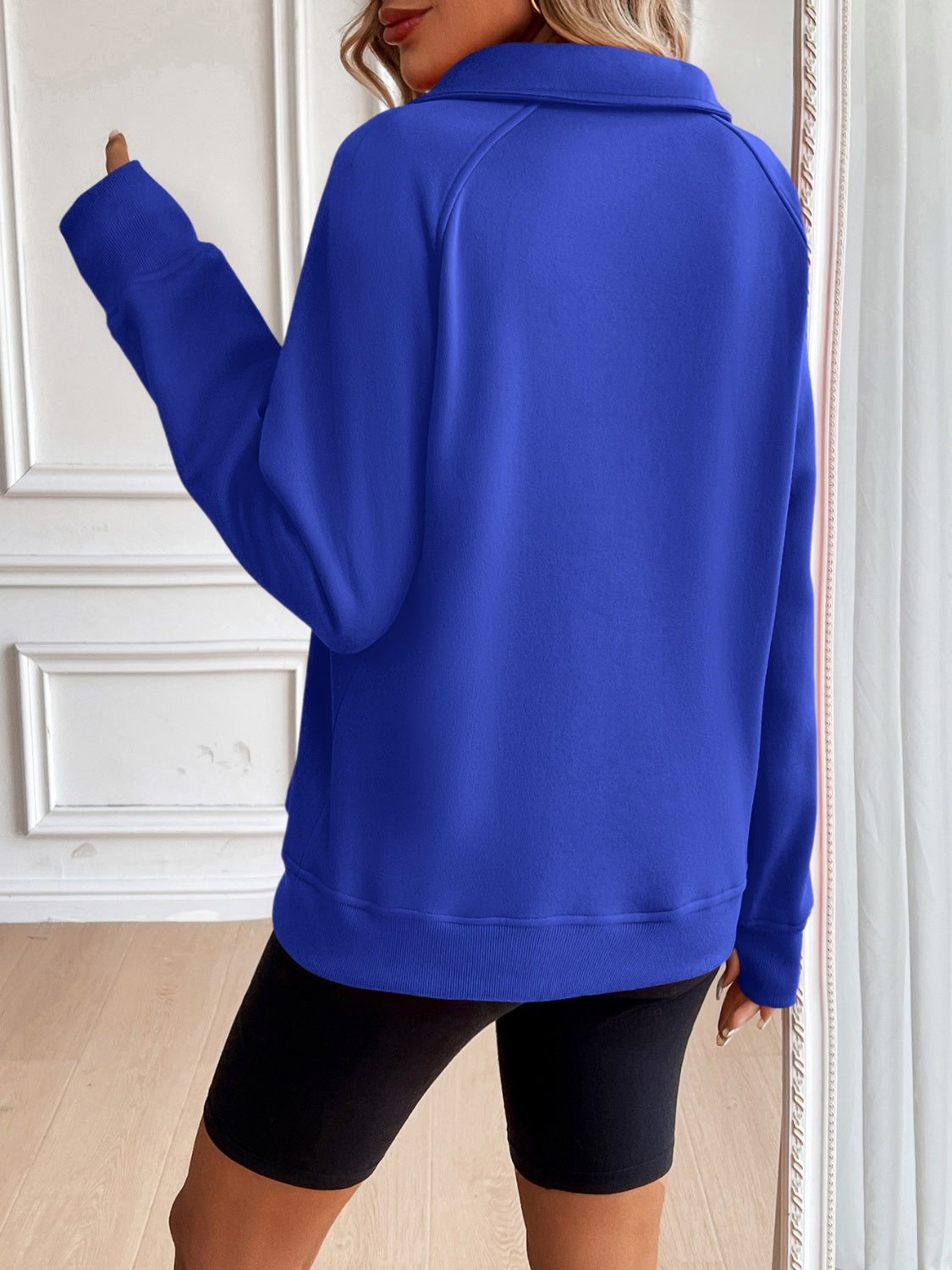 Ivy Lane Half Zip Raglan Sleeve Sweatshirt Trendsi