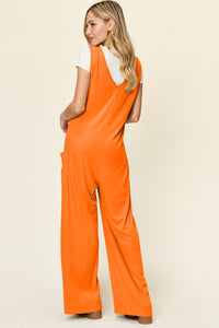 Double Take Full Size Sleeveless Wide Leg Jumpsuit with Pockets Trendsi