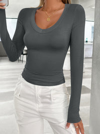 Lovelet V-Neck Long Sleeve T-Shirt Trendsi