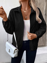 Pocketed Zip Up Long Sleeve Jacket Trendsi