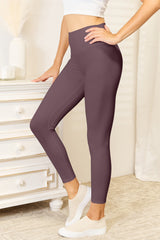 Double Take Wide Waistband Sports Leggings Trendsi