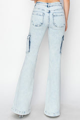 RISEN Full Size High Rise Cargo Flare Jeans Trendsi