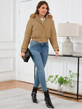 Pocketed Long Sleeve Cropped Hooded Winter Coat Trendsi