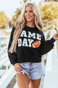 GAME DAY Round Neck Long Sleeve Sweatshirt Trendsi