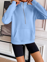 Ivy Lane Half Zip Raglan Sleeve Sweatshirt Trendsi