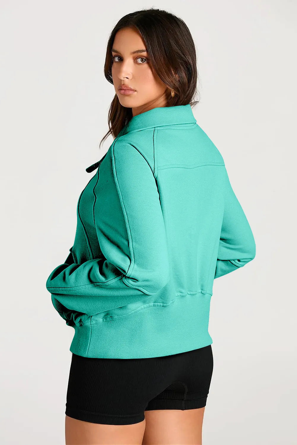 Half Zip Long Sleeve Sweatshirt Trendsi