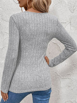 Perfee Surplice Long Sleeve T-Shirt Trendsi