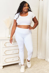 Double Take Wide Waistband Sports Leggings Trendsi