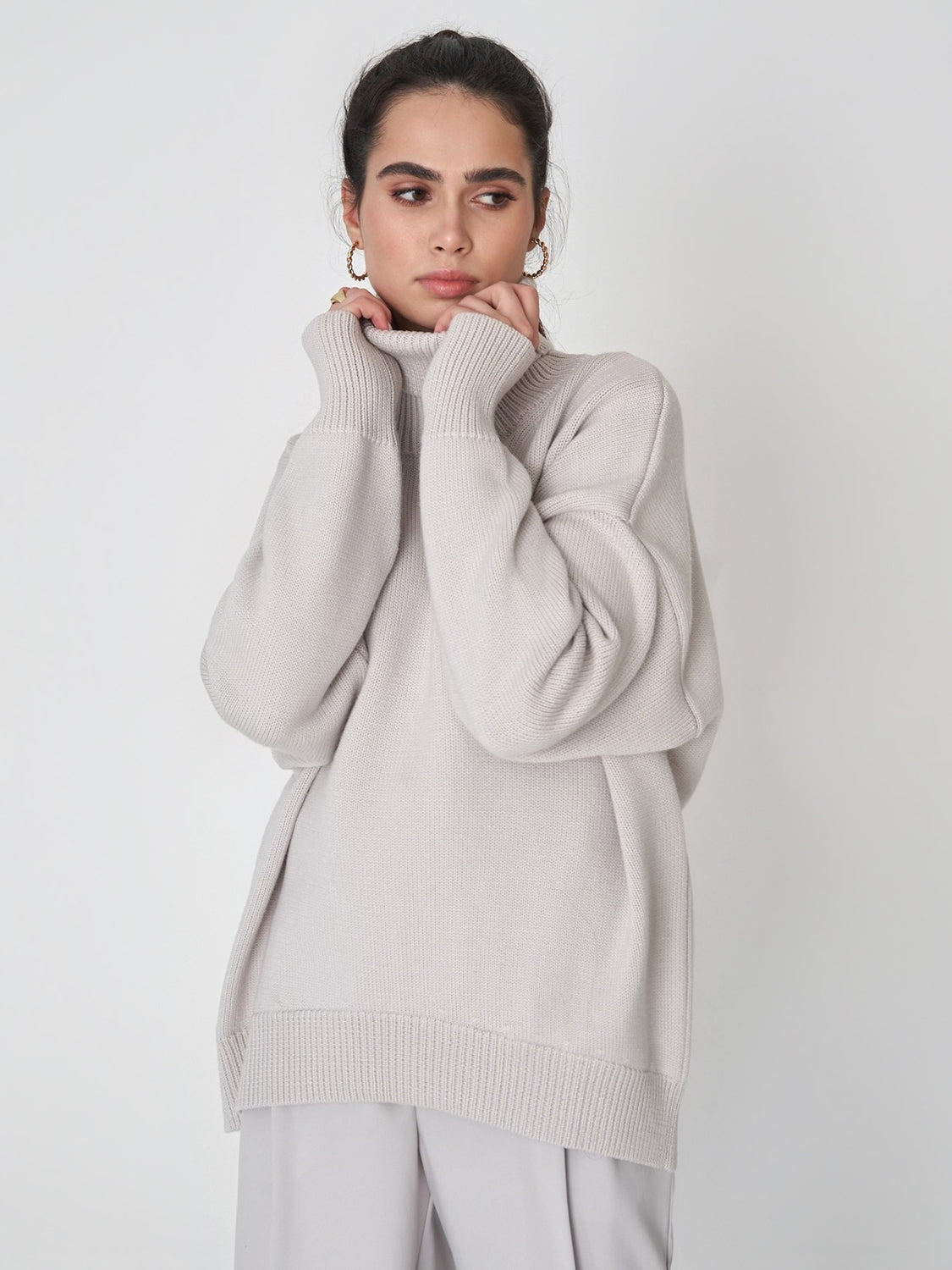 Turtleneck Long Sleeve Sweater Trendsi