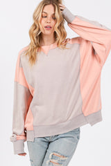 SAGE + FIG Color Block Round Neck Sweatshirt Trendsi