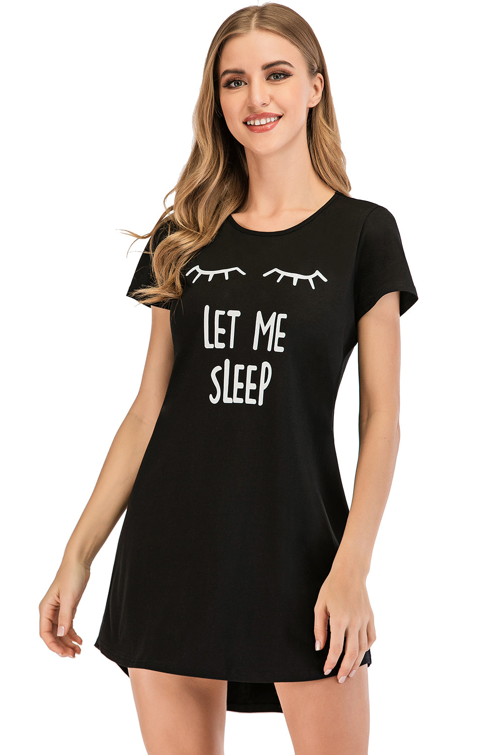 Graphic Round Neck Short Sleeve Lounge Dress Trendsi