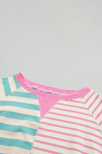 Contrast Stripes Round Neck Half Sleeve T-Shirt Trendsi