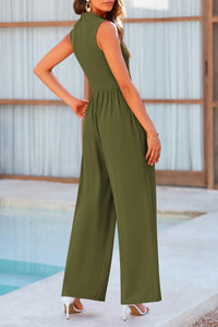 Mock Neck Sleeveless Wide Leg Jumpsuit Trendsi