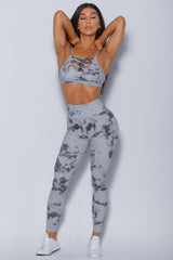 Tie-dye Crisscross Sport Bra and Leggings Set Jade