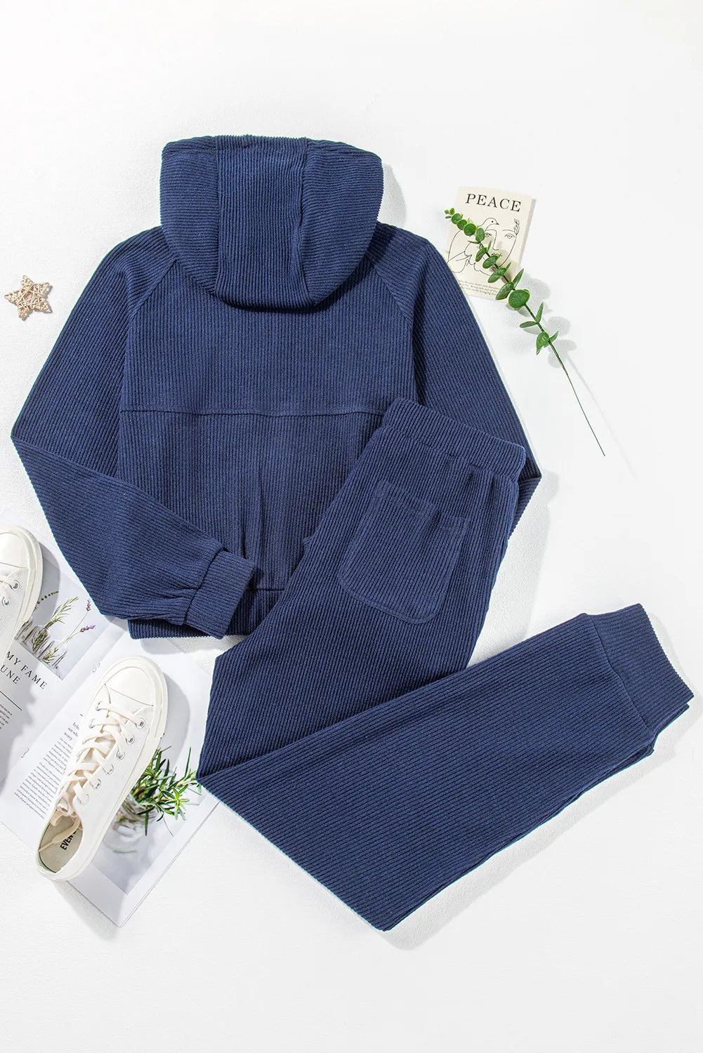 Drawstring Half Zip Hoodie and Joggers Active Set Trendsi