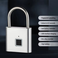 Portable Fingerprint Padlock USB Rechargeable Lithium Battery Waterproof Durable Zinc Alloy Lockbody