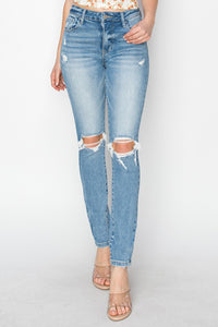 Risen Full Size High Rise Knee Distressed Skinny Jeans Trendsi