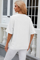 Eyelet Open Front Half Sleeve Cardigan Trendsi