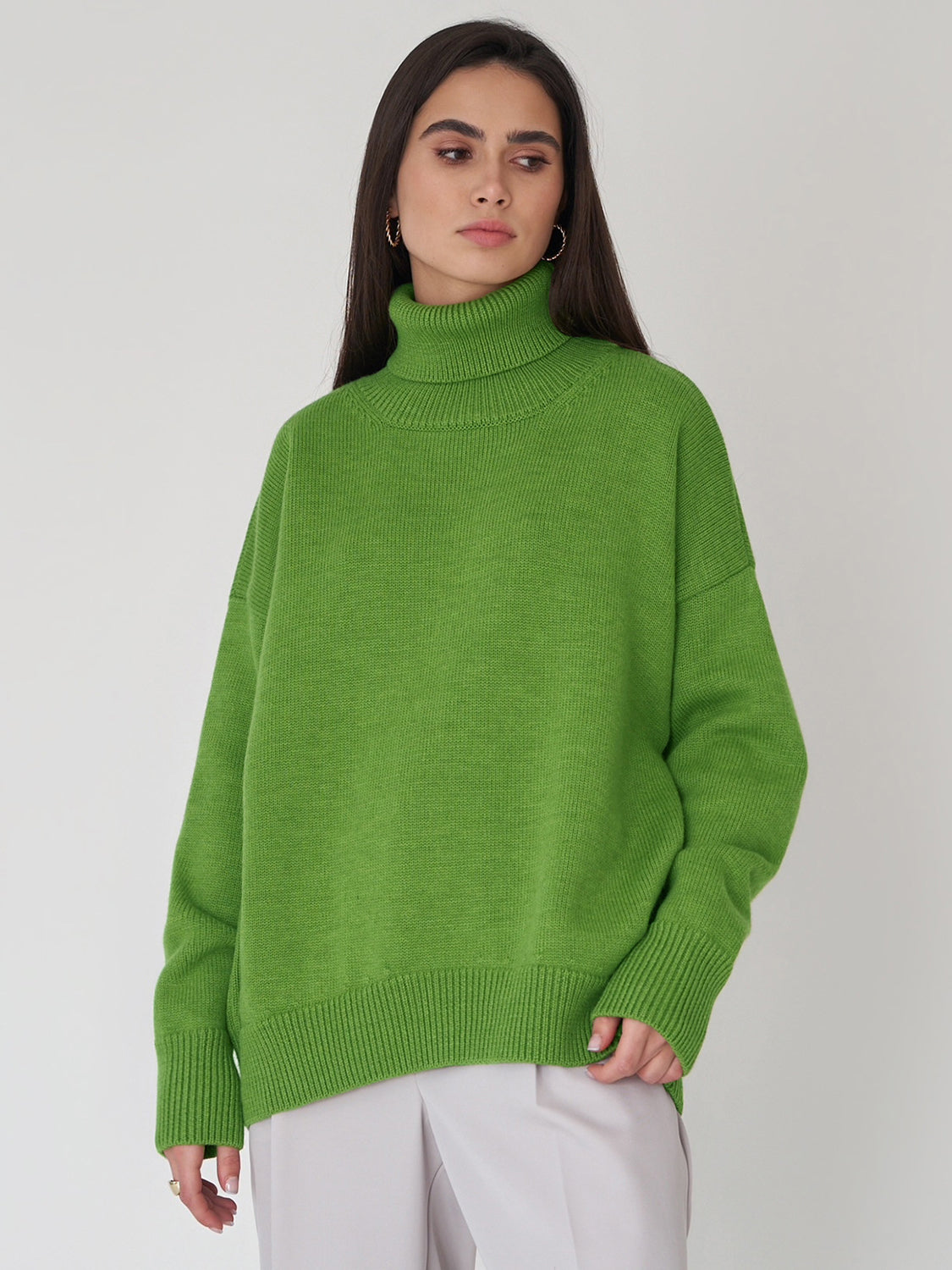 Turtleneck Long Sleeve Sweater Trendsi