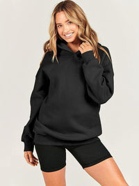 Dropped Shoulder Long Sleeve Hoodie Trendsi