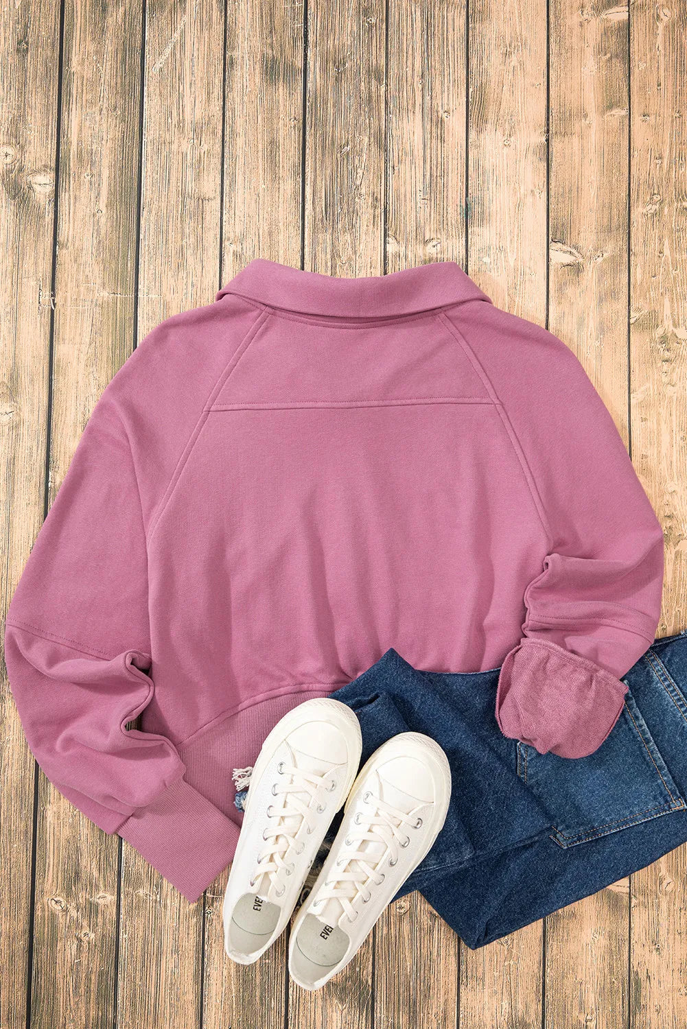 Half Zip Long Sleeve Sweatshirt Trendsi