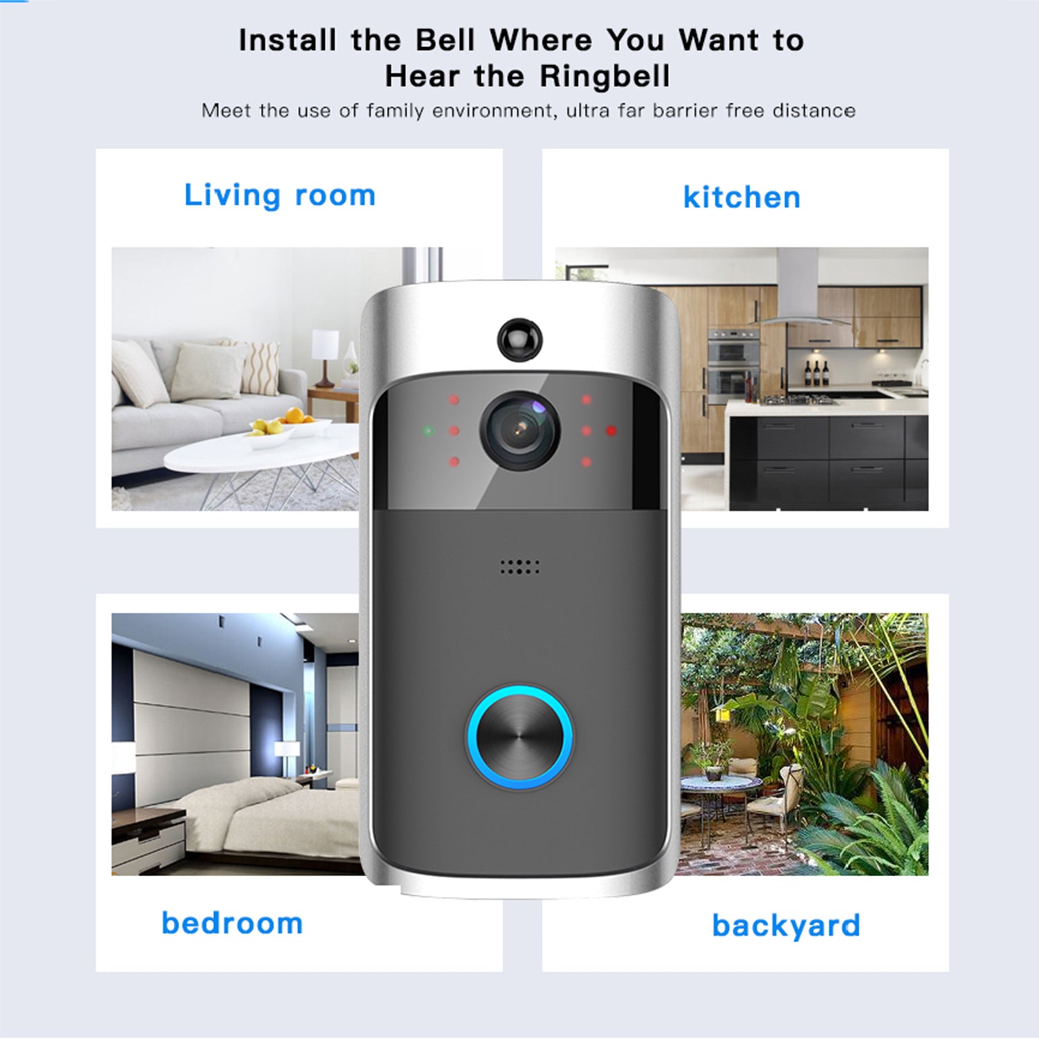 Remote Monitoring Doorbell WIFI Smart Visible Teal Simba