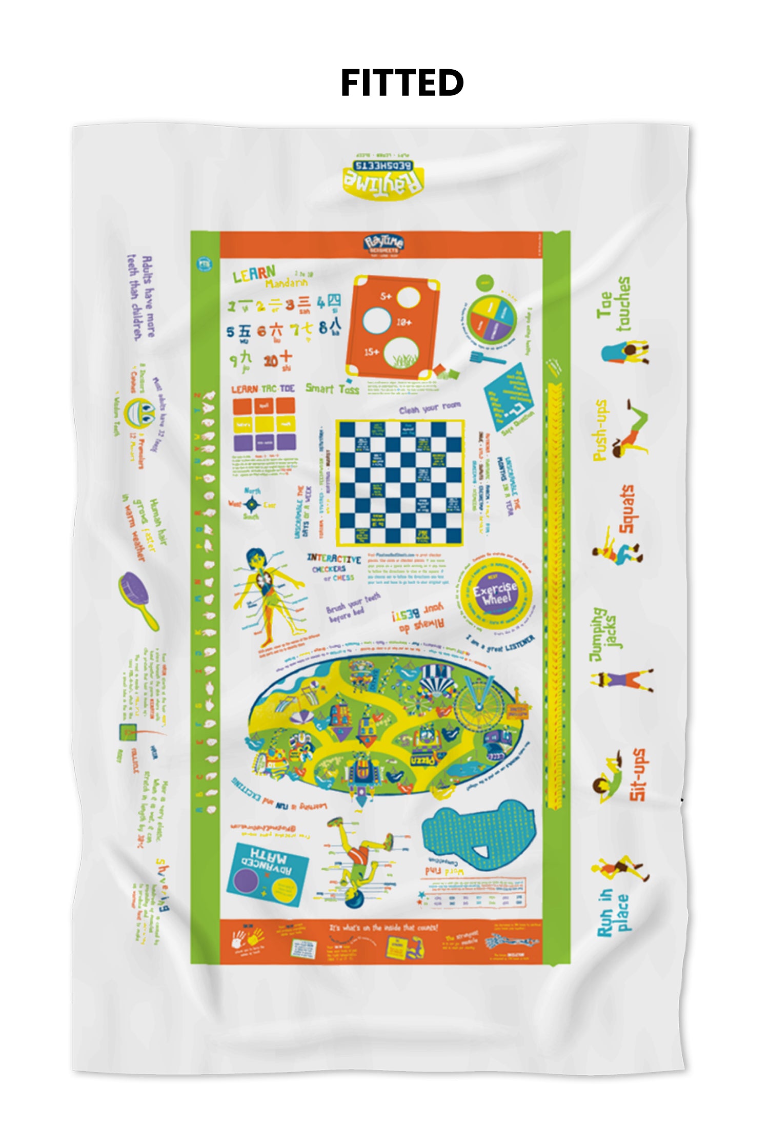 Playtime Bed Sheets Twin. 75 Fun Interactive Games & Puzzles. Unisex Purple Gaia