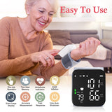 Blood Pressure Monitor, Wrist Pressure LCD Display Automatic Voice Pulsometer Sphygmomanometer, Rechargable Heart Health BP Monitor for Home Travel Use,White