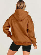 Dropped Shoulder Long Sleeve Hoodie Trendsi