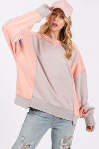 SAGE + FIG Color Block Round Neck Sweatshirt Trendsi