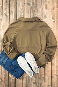 Half Zip Long Sleeve Sweatshirt Trendsi