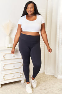 Double Take Wide Waistband Sports Leggings Trendsi